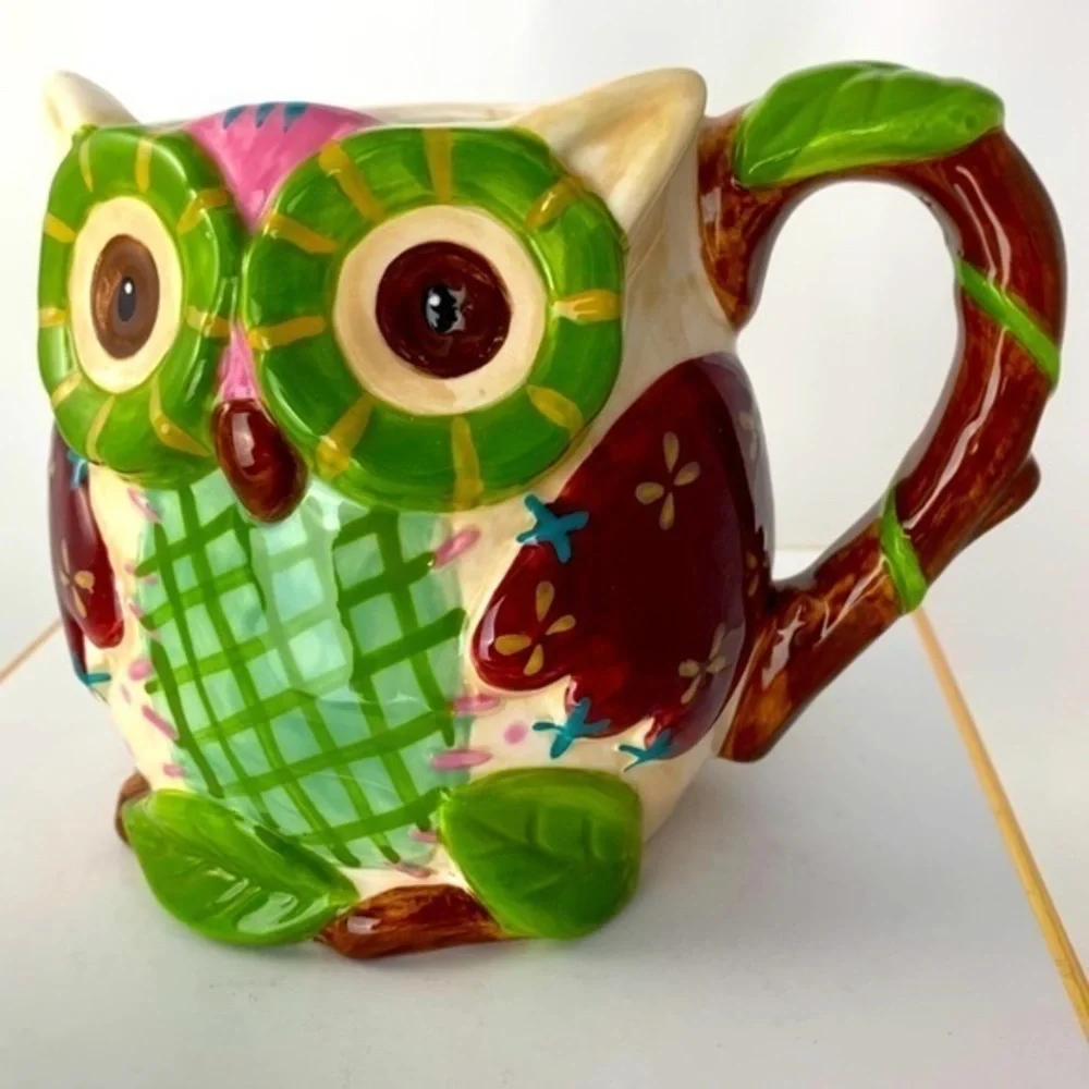 Pier 1 Ollie the Owl Whimsical Mug, Owl Coffee Cup 20oz, Gifts for Her